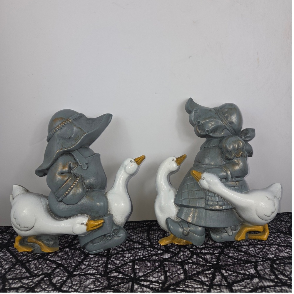 Vintage Burwood 1988 Dutch Boy Girl Geese Wall Hanging Plaques Set 2865 USA